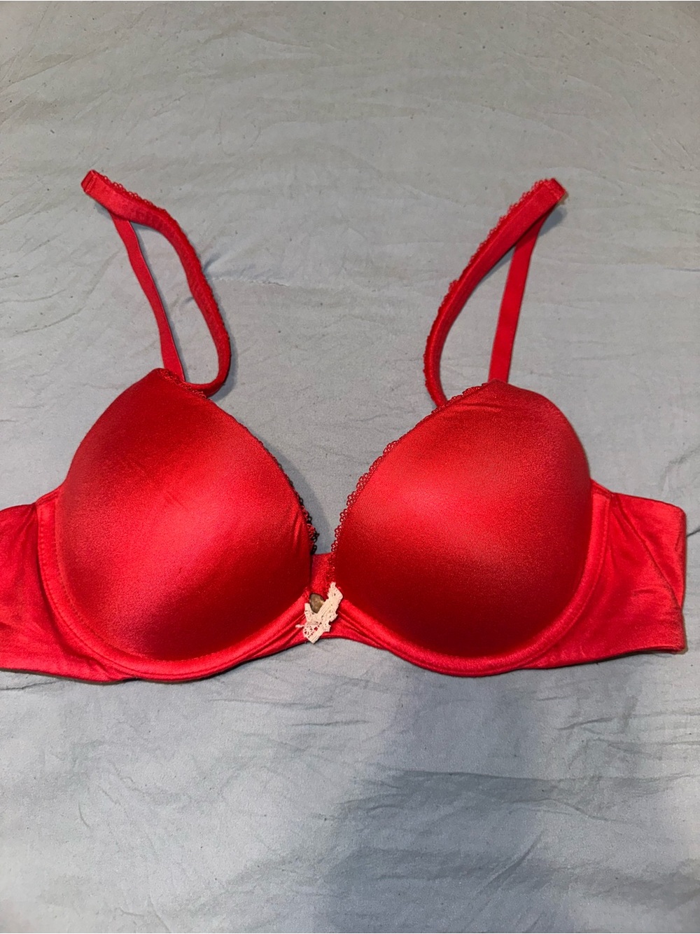 Victoria's Secret Red Padded Push-Up Bra with Center Charm